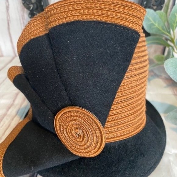 CoCo Women’s Cloche Hat with Side Flower Fan Brown Party Church - Picture 2 of 5